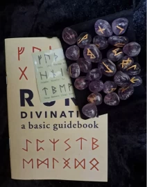 Amethyst Rune Set - Runes, Book, Chart & Pouch