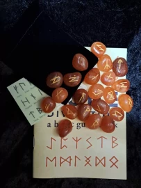 Carnelian Rune Set - Runes, Book, Chart & Pouch