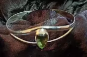 Sterling Silver Moldavite Bangle Bracelet