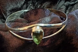 Sterling Silver Moldavite Bangle Bracelet