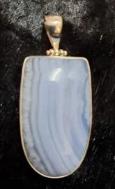 925 Sterling Silver Blue Lace Agate Pendant