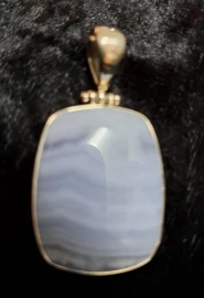 925 Sterling Silver Blue Lace Agate Pendant