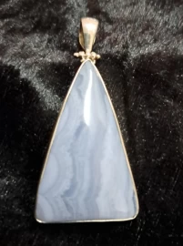 925 Sterling Silver Blue Lace Agate Pendant