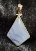 925 Sterling Silver Blue Lace Agate Pendant