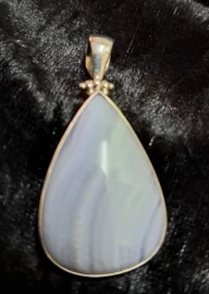 925 Sterling Silver Blue Lace Agate Pendant