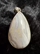 925 Sterling Silver Blue Lace Agate Pendant