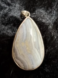 925 Sterling Silver Blue Lace Agate Pendant