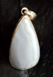 925 Sterling Silver Blue Lace Agate Pendant