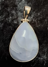 925 Sterling Silver Blue Lace Agate Pendant