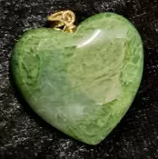 Moss Agate Puffy Heart Pendant with 925 Sterling Silver Bail