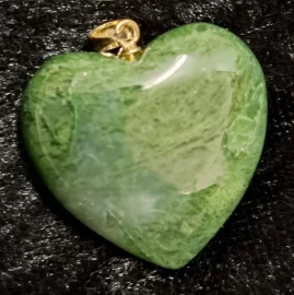 Moss Agate Puffy Heart Pendant with 925 Sterling Silver Bail