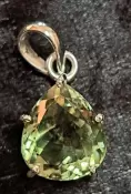 925 Sterling Silver Green Amethyst Pendant