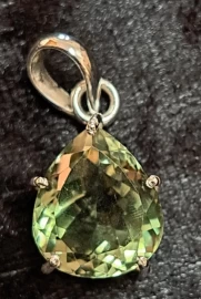 925 Sterling Silver Green Amethyst Pendant