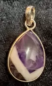 925 Sterling Silver Chevron Amethyst Pendant