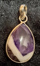 925 Sterling Silver Chevron Amethyst Pendant