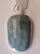 925 Sterling Silver Aquamarine Checkerboard Cut Pendant