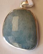 925 Sterling Silver Aquamarine Checkerboard Cut Pendant