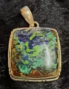 925 Sterling Silver Azurite & Malachite Pendant