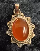 925 Sterling Silver Carnelian Pendant 