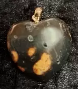 Cinnabar Peridotite Puffy Heart Pendant with 925 Sterling Silver Bail
