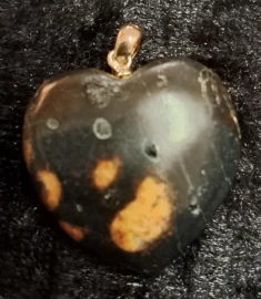 Cinnabar Peridotite Puffy Heart Pendant with 925 Sterling Silver Bail
