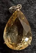 925 Sterling Silver Natural Citrine Pendant (Rare)