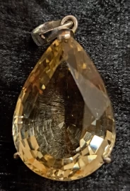 925 Sterling Silver Natural Citrine Pendant (Rare)
