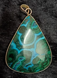 925 Sterling Silver Malachite & Chrysocolla Pendant