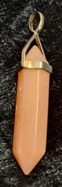 Pink Opal Pencil Pendant with 925 Sterling Silver Fitting