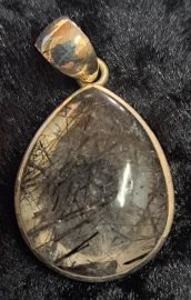 925 Sterling Silver Black Rutile Quartz Pendant