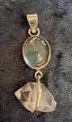 925 Sterling Silver Herkimer Diamond & Garden Quartz (Lodalite) Pendant