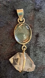 925 Sterling Silver Herkimer Diamond & Garden Quartz (Lodalite) Pendant