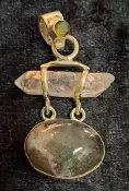 925 Sterling Silver Herkimer Diamond & Garden Quartz (Lodalite) Pendant