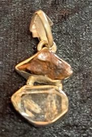 925 Sterling Silver Herkimer Diamond & Meteorite Pendant