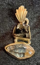 925 Sterling Silver Herkimer Diamond &  Meteorite Pendant