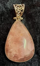 925 Sterling Silver Rose Quartz Pendant