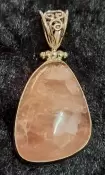 925 Sterling Silver Rose Quartz Pendant