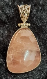 925 Sterling Silver Rose Quartz Pendant