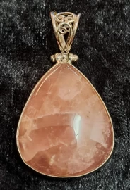 925 Sterling Silver Rose Quartz Pendant