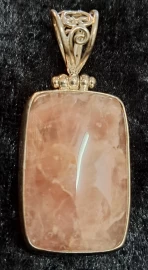 925 Sterling Silver Rose Quartz Pendant