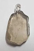 Polished Smoky Quartz Slab Pendant with 925 Sterling Silver Bail