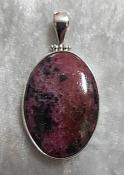 925 Sterling Silver Rhodonite Pendant.