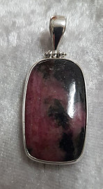 925 Sterling Silver Rhodonite Pendant.