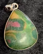 925 Sterling Silver Ruby in Fuchsite Pendant