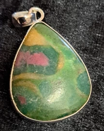 925 Sterling Silver Ruby in Fuchsite Pendant