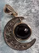 925 Sterling Silver Star Sapphire Moon Pendant 