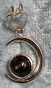925 Sterling Silver Star Sapphire Moon Pendant 
