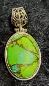 925 Sterling Silver Green Mohave Turquoise Pendant