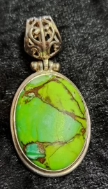 925 Sterling Silver Green Mohave Turquoise Pendant