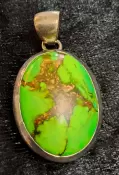 925 Sterling Silver Green Mohave Turquoise Pendant